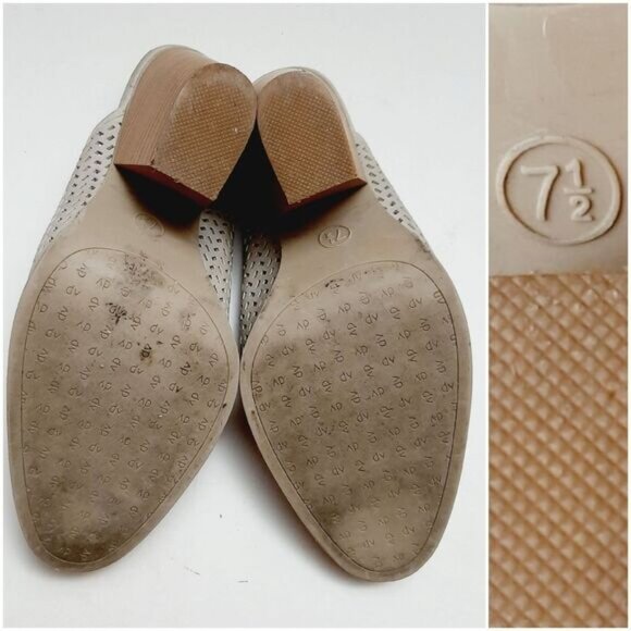 DV by Dolce Vita \ Slip-On Laser Cut-Out Mules Chunky High Heel Shoes Cream 7.5 - Picture 15 of 16